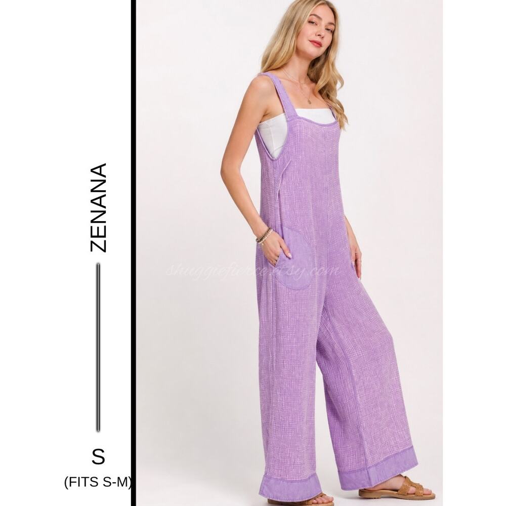 MSRP: $58 | ✨ Zenana Double Gauze Washed Wide Leg Overalls Size S (fits S-M)✨
